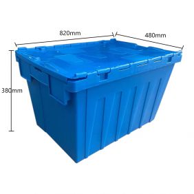 Large 820x480x380mm Logistic Heavy Duty Warehouse Supermarket Stackable Stack and Nest Turnover Plastic Storage Crates with Lids